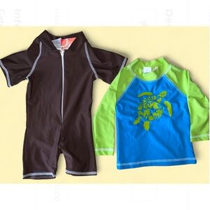 Lot 2 Flap Happy Kids Swimwear UV 50 NWT Long Surf Swimsuit and Rashguard 24M